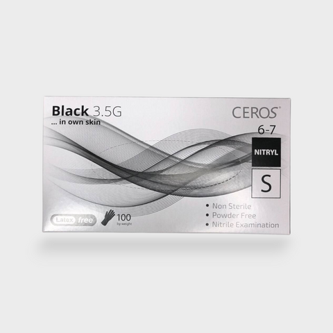 Нітрилові рукавички чорного кольору Ceros Black 3.5 г розмір S 50 пар/уп 13584 фото